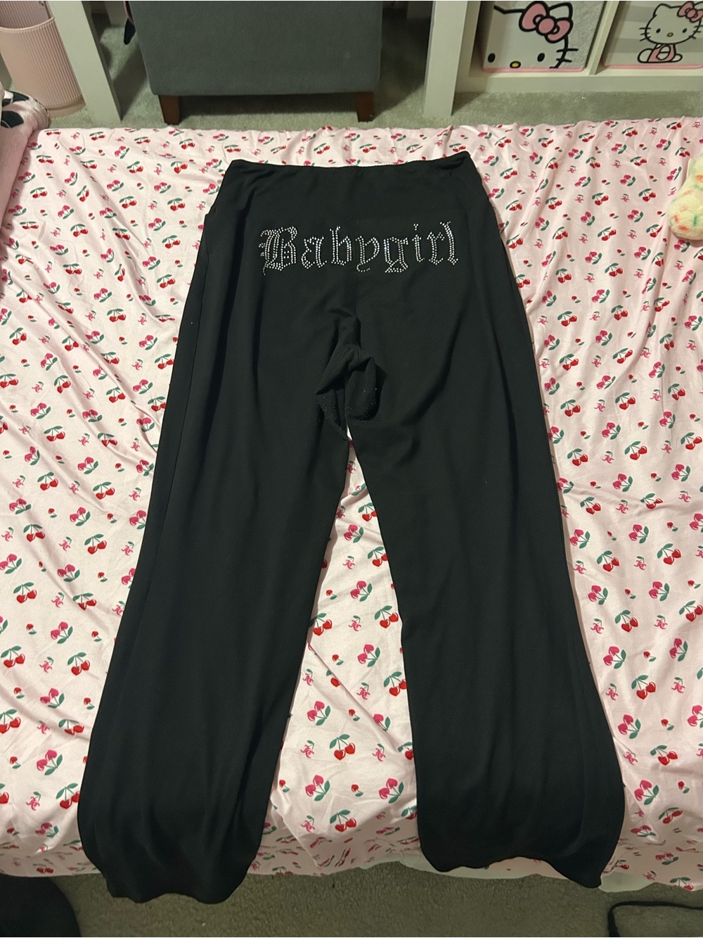 Black 'Babygirl' Rhinestone Lounge Pants